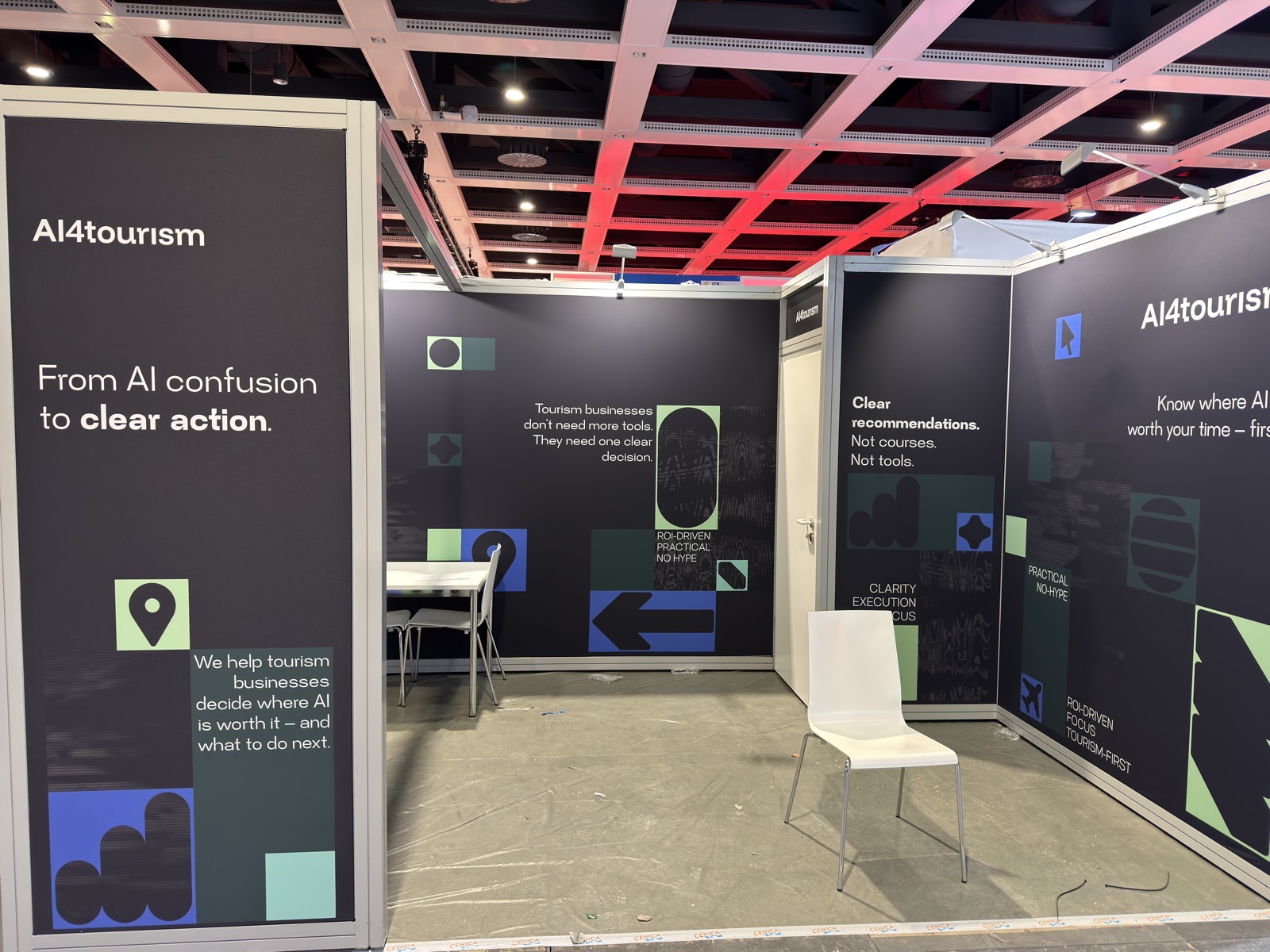 The AI4tourism stand at ITB Berlin 2026 (Hall 6.1, Stand 248) – “From AI confusion to clear action” | Conversation at the AI4tourism stand at ITB Berlin 2026 | The AI4tourism stand in Hall 6.1 of ITB Berlin, with visitors | Visitors at the AI4tourism stand at ITB Berlin 2026 | Presenting the AI4tourism solution at the ITB Berlin 2026 stand